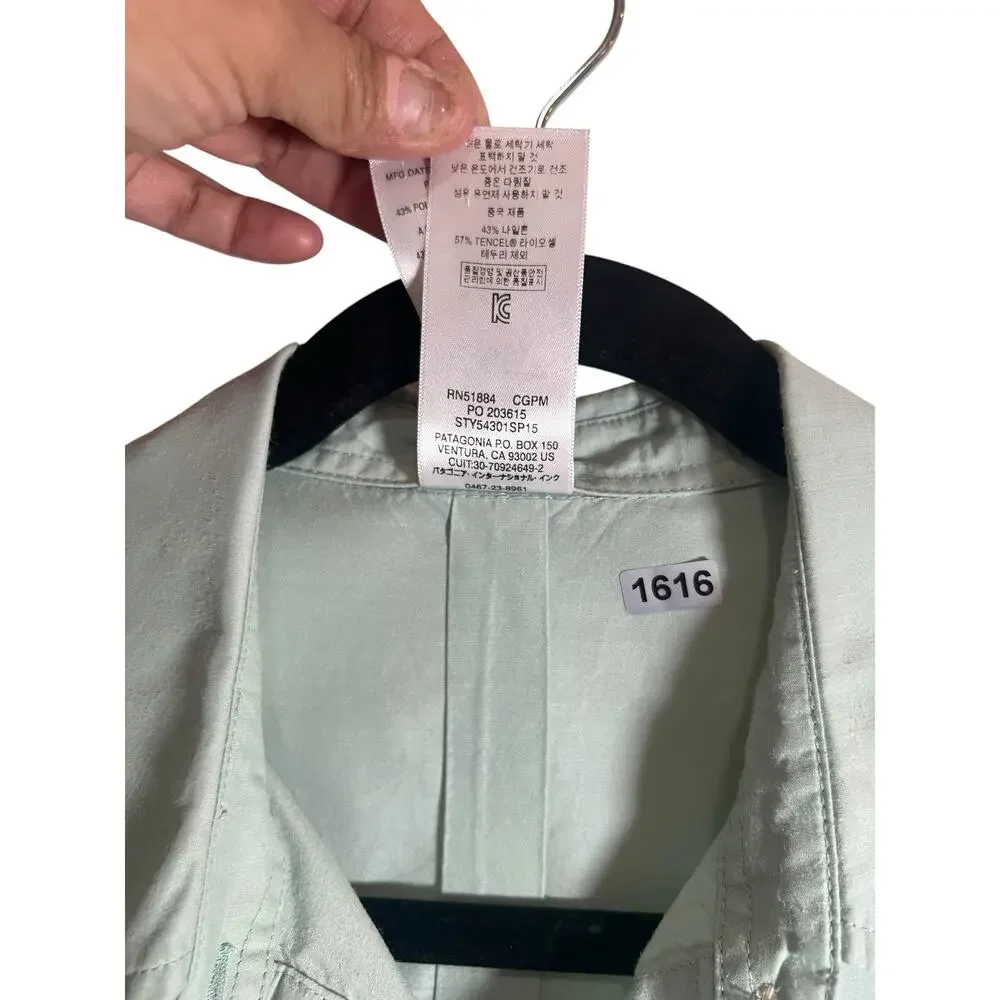 Patagonia Women's 6 Soft River Rock Green Long-Sleeve Self-Guided Sun Shirt